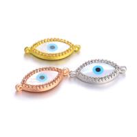 Cubic Zirconia Micro Pave Brass Connector, with White Shell, Evil Eye, plated, DIY & micro pave cubic zirconia 