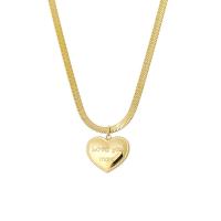 Titanium Steel Jewelry Necklace, with 1.97inch extender chain, Heart, gold color plated, fashion jewelry & for woman 20mm Approx 15.75 Inch 