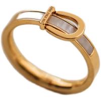 Titanium Steel Finger Ring, with Shell, 18K gold plated, fashion jewelry & for woman, golden, 7mm 