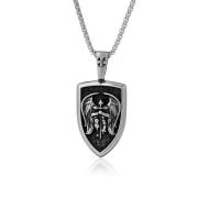 304 Stainless Steel Necklace, Shield, plated & for man, silver-grey cm 