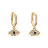 Cubic Zirconia Pendiente Brass Micro Pave, metal, chapado en color dorado, diferentes estilos para la opción & micro arcilla de zirconia cúbica & para mujer, 10x5mm, Vendido por Par