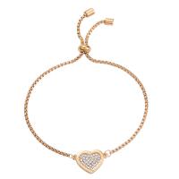 Zinc Alloy Rhinestone Bracelets, Heart, plated, adjustable & for woman & with rhinestone Approx 6-9 Inch 
