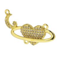 Cubic Zirconia Micro Pave Brass Connector, gold color plated, micro pave cubic zirconia Approx 2mm 