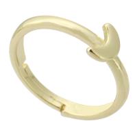 Палец кольцо-латунь, Латунь, Луна, плакирован золотом, Регулируемый, размер:7.5, продается PC