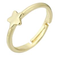 Brass Finger Ring, Star, gold color plated, Adjustable, US Ring .5 