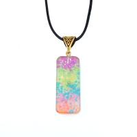 Resin Zinc Alloy Necklace, with leather cord & Zinc Alloy, zinc alloy lobster clasp, Unisex & luminated, mixed colors Approx 45 cm 