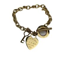 Titanium Steel Bracelet, titanium steel toggle clasp, plated, for woman, golden Approx 21 cm 