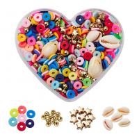 Polymer Clay Jewelry Beads, with Shell & Copper Coated Plastic, fashion jewelry & DIY, mixed colors 