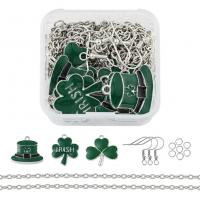Kit de bricolage bijoux conclusion, alliage de zinc, bijoux de mode & DIY & émail, vert îte, Vendu par boîte