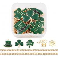 DIY Jewelry Finding Kit, Zinc Alloy, gold color plated, fashion jewelry & enamel, green 