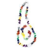 Natural Stone Jewelry Set, bracelet & necklace, for woman, mixed colors, 5-8mm Approx 45 cm, Approx 18 cm 