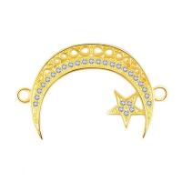 Cubic Zirconia Micro Pave Brass Connector, Moon and Star, plated, DIY & micro pave cubic zirconia 