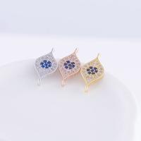 Cubic Zirconia Micro Pave Brass Connector, Evil Eye, plated, DIY & micro pave cubic zirconia 