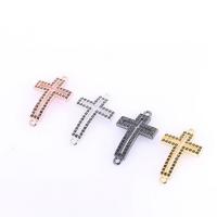 Cubic Zirconia Micro Pave Brass Connector, Cross, plated, DIY & micro pave cubic zirconia 