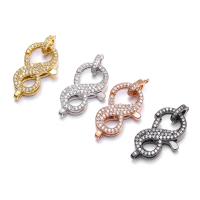Brass S Shape Clasp, plated, DIY & micro pave cubic zirconia 