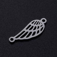 Stainless Steel Charm Connector, 201 Stainless Steel, Angel Wing, Vacuum Ion Plating, fashion jewelry & polished & DIY & Unisex 