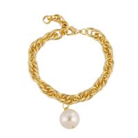 Zinc Alloy Pearl Bracelets, with Plastic Pearl, Round, gold color plated, fashion jewelry & for woman 