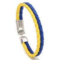 PU Leather Cord Bracelets, with Zinc Alloy, Round, silver color plated, fashion jewelry & Unisex, mixed colors 