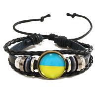 PU Leather Cord Bracelets, with Copper Coated Plastic & Zinc Alloy, Round, plated, Adjustable & fashion jewelry & Unisex 170mm,80-90mm 