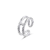 925 Sterling Silver Cuff Finger Ring, Letter H, plated, adjustable & for woman & hollow US Ring 