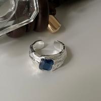 Стерлингового серебра кольцо, 925 пробы, Геометрический узор, регулируемый & Женский & со стразами, серебряный, размер:6, продается PC