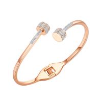 Stainless Steel Cuff Bangle, plated, fashion jewelry & micro pave cubic zirconia & for woman 