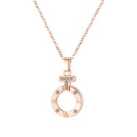 Cubic Zircon Micro Pave Brass Necklace, with stainless steel chain, with 1.97inch extender chain, rose gold color plated, micro pave cubic zirconia & for woman .14 Inch 