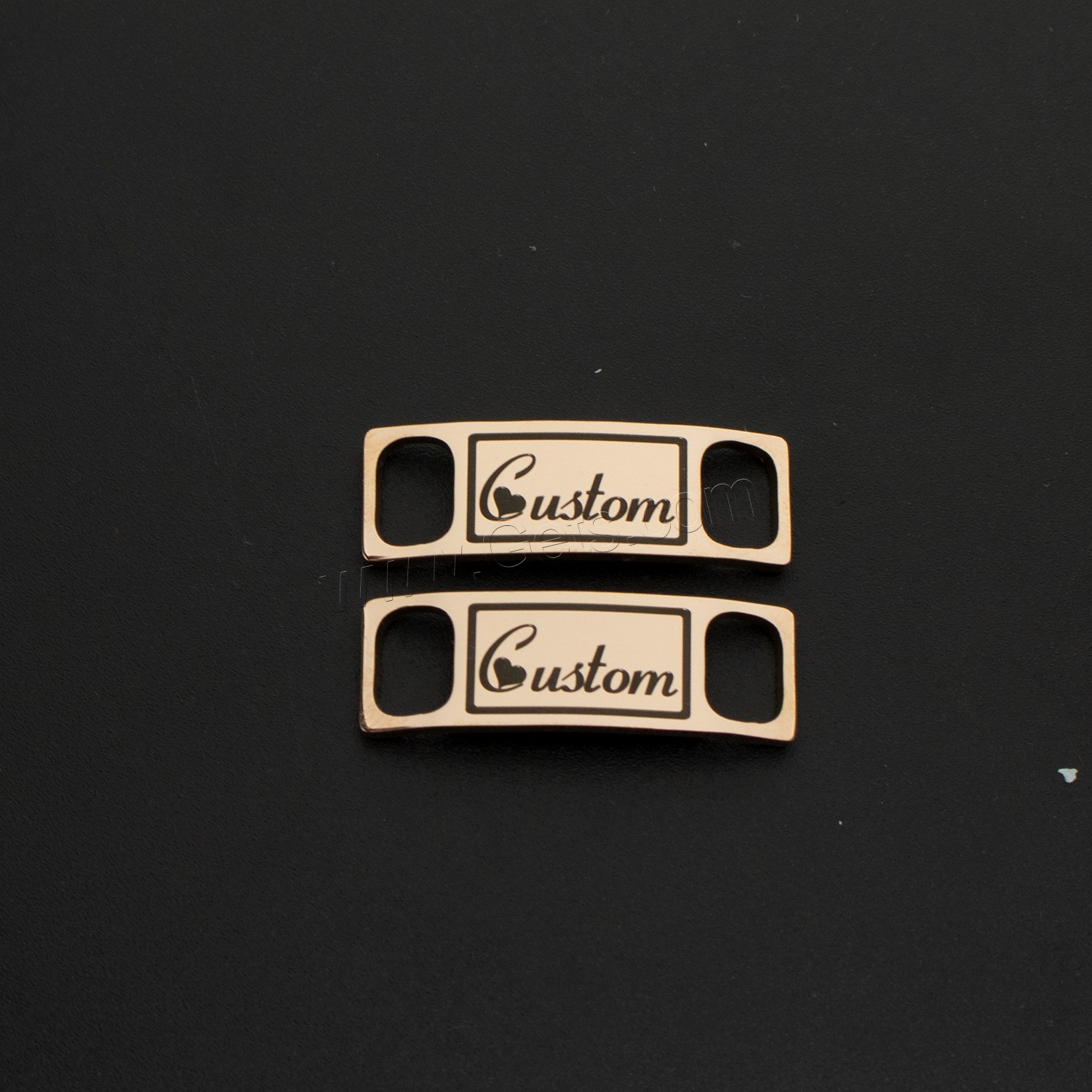 304 Stainless Steel Shoes Clasp, Vacuum Ion Plating, Each custom text must be less than 10 letters & 2 pieces, more colors for choice, 30x10mm, Sold By Set