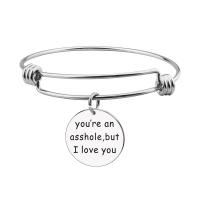 Stainless Steel Bangle, 304 Stainless Steel, Adjustable & fashion jewelry & Unisex, original color, Inner Approx 50mm 