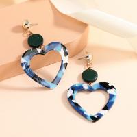 Resin Zinc Alloy Earring, with Resin, Heart, fashion jewelry & for woman, blue 