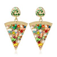 Zinc Alloy Rhinestone Drop Earring, with Seedbead, Pizza, fashion jewelry & for woman & with rhinestone 