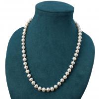 Natural Freshwater Pearl Necklace, with Zinc Alloy, zinc alloy bayonet clasp, for woman 8-9mm cm 