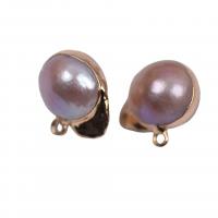 Colgantes de perlas de agua dulce, Perlas cultivadas de agua dulce, con aleación de zinc, Púrpura, 13-14mm, Vendido por UD