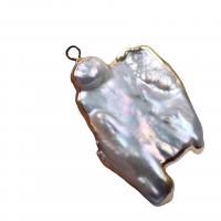 Colgantes de perlas de agua dulce, Perlas cultivadas de agua dulce, con metal, Blanco, 20-35mm, Vendido por UD