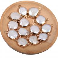 Perlas cultivadas de agua dulce Conector, con metal, Blanco, 13-14mm, Vendido por UD
