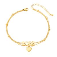 Titanium Steel Anklet, titanium steel lobster clasp, plated, for woman, golden, 21mm .5 cm 