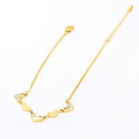 Titanium Steel Anklet, with White Shell, titanium steel lobster clasp, plated, for woman, golden, 9mm cm 