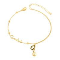 Titanium Steel Anklet, titanium steel lobster clasp, plated, for woman, golden .5 cm 