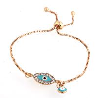 Evil Eye Jewelry Bracelet, Zinc Alloy, Unisex & enamel & with rhinestone, mixed colors Approx 21 cm 