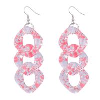 Resin Drop Earring, Zinc Alloy, with Resin, fashion jewelry & for woman, pink 