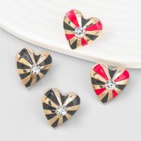 Zinc Alloy Rhinestone Stud Earring, Heart, fashion jewelry & for woman & enamel & with rhinestone 