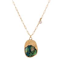 Shell Zinc Alloy Necklace, with Abalone Shell & Plastic Pearl, with 1.97inch extender chain, KC gold color plated, fashion jewelry & for woman, golden Approx 17.72 Inch 