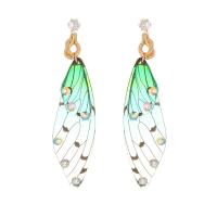Resin Zinc Alloy Earring, with Resin, Wing Shape, gold color plated, fashion jewelry & for woman, golden 