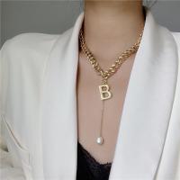 Titan Schmuck Halskette, Titanstahl, mit Kunststoff Perlen, mit Verlängerungskettchen von 1.97inch, Buchstabe B, Modeschmuck & für Frau, keine, Länge:ca. 15.75 ZollInch, verkauft von PC