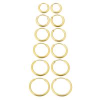 男性用ステンレススチールフープイヤリング, 304ステンレススチール, ドーナツ型, 真空めっき, 異なるサイズの選択 & 女性用, 金色, 売り手 ペア