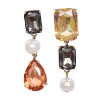 Zinc Alloy Rhinestone Drop Earring, with Rhinestone & Plastic Pearl, fashion jewelry & for woman 