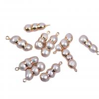 Freshwater Pearl Connector, with Brass, mixed colors, 7-14mm 