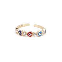 Evil Eye Jewelry Finger Ring, Brass, plated, Adjustable & micro pave cubic zirconia & for woman & enamel, mixed colors, 17mm 
