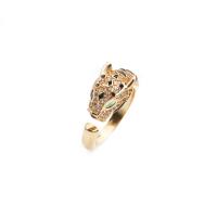 Cubic Zirconia Micro Pave Brass Finger Ring, plated, Adjustable & micro pave cubic zirconia & for woman & enamel, golden, 17mm 