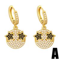 Huggie Hoop Drop Earring, Brass, brass hoop earring, micro pave cubic zirconia & for woman, golden 